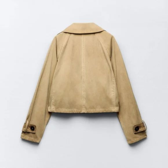 Zara Faux Suede Trench Style Jacket - Picture 4 of 8